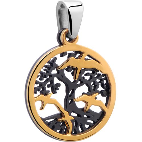 Crazy Factory "Tree of Life" Pendant Chirurgisch staal 316L/Verguld chirurgisch staal 316L Hangertjes