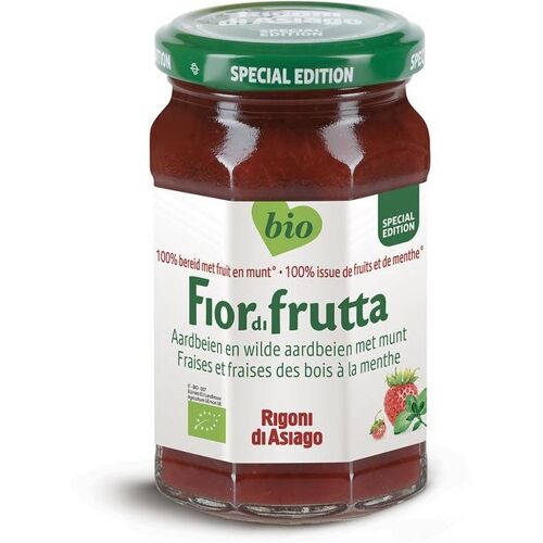 Fiordifrutta Aardbeien en wilde aardbeien met munt jam bio (250 gr)