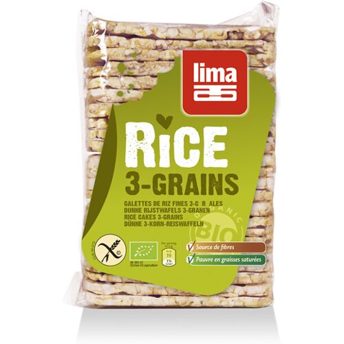 Lima Rijstwafels recht dun 3 granen bio