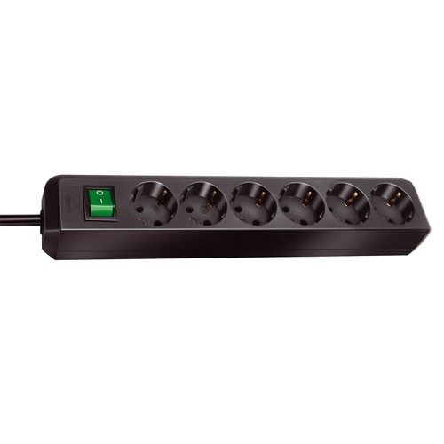 Brennenstuhl 1159500015 Eco-Line PDU Stekkerdoos 6 Sockets met Schakelaar Zwart - 1,5 meter