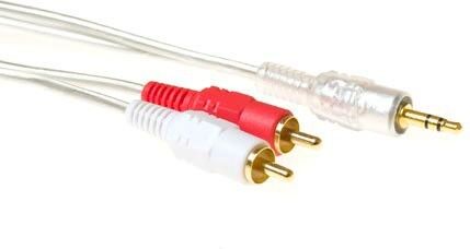 ACT AK2230 High Quality Aansluitkabel 1x 3,5mm Stereo Jack Male - 2x Tulp Male - 2 meter