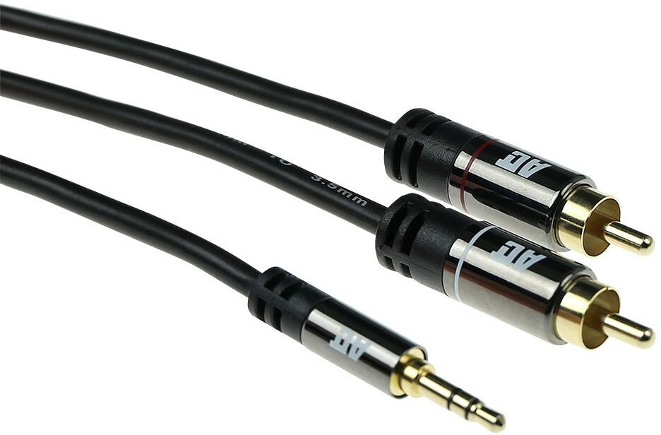 ACT AK6234 High Quality Audio Aansluitkabel 1x 3,5mm Stereo Jack Male/2x Tulp Male - 5 meter