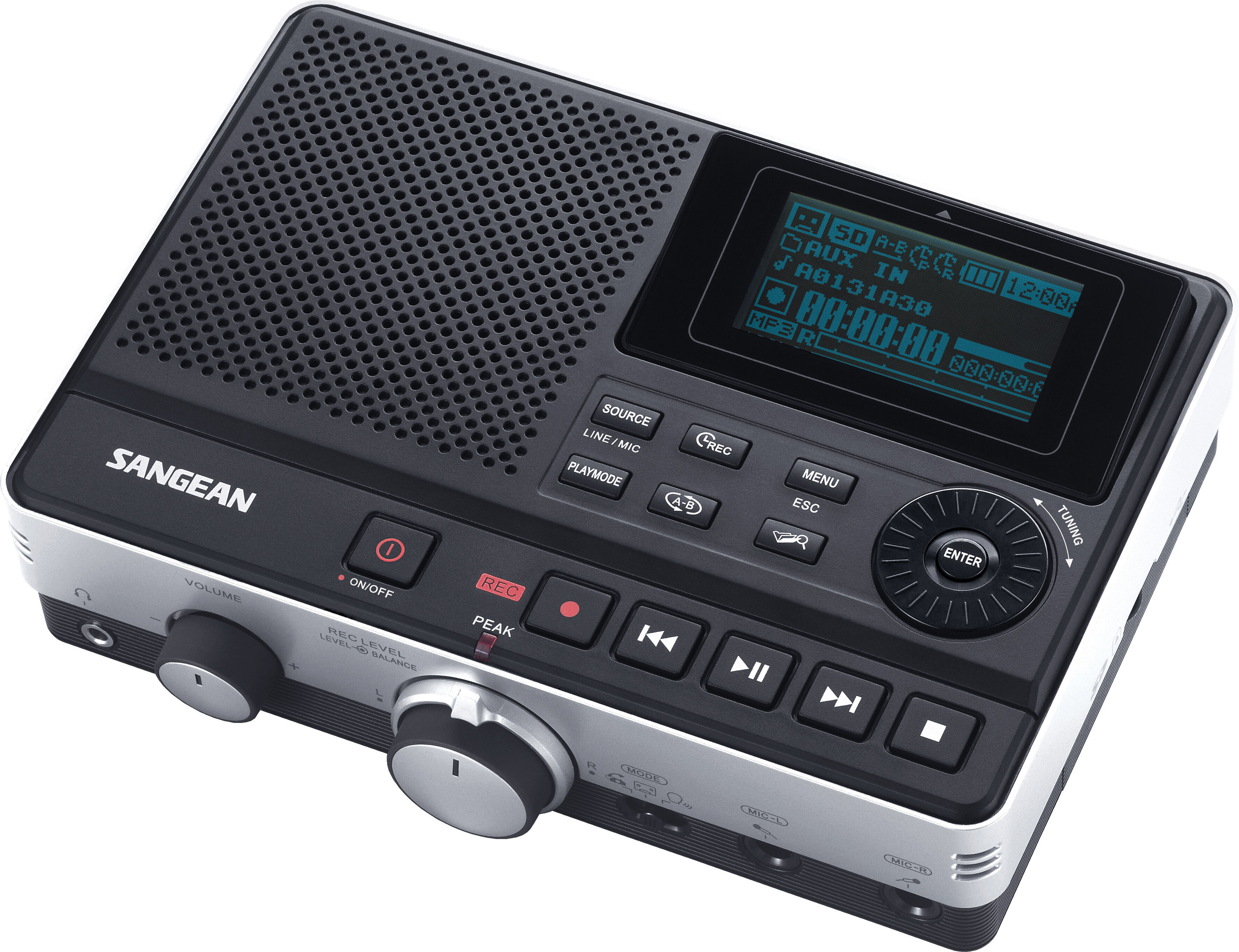Sangean DAR-101, digitale MP3 recorder, zwart
