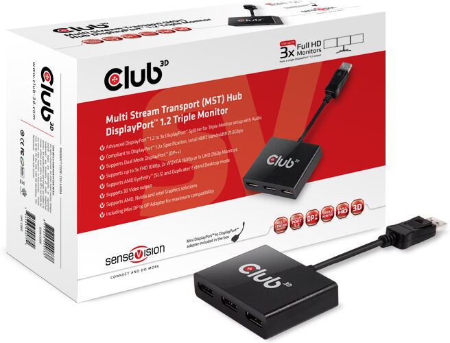 Club 3D MST HUB 1xDP 3xDP AC POWERED