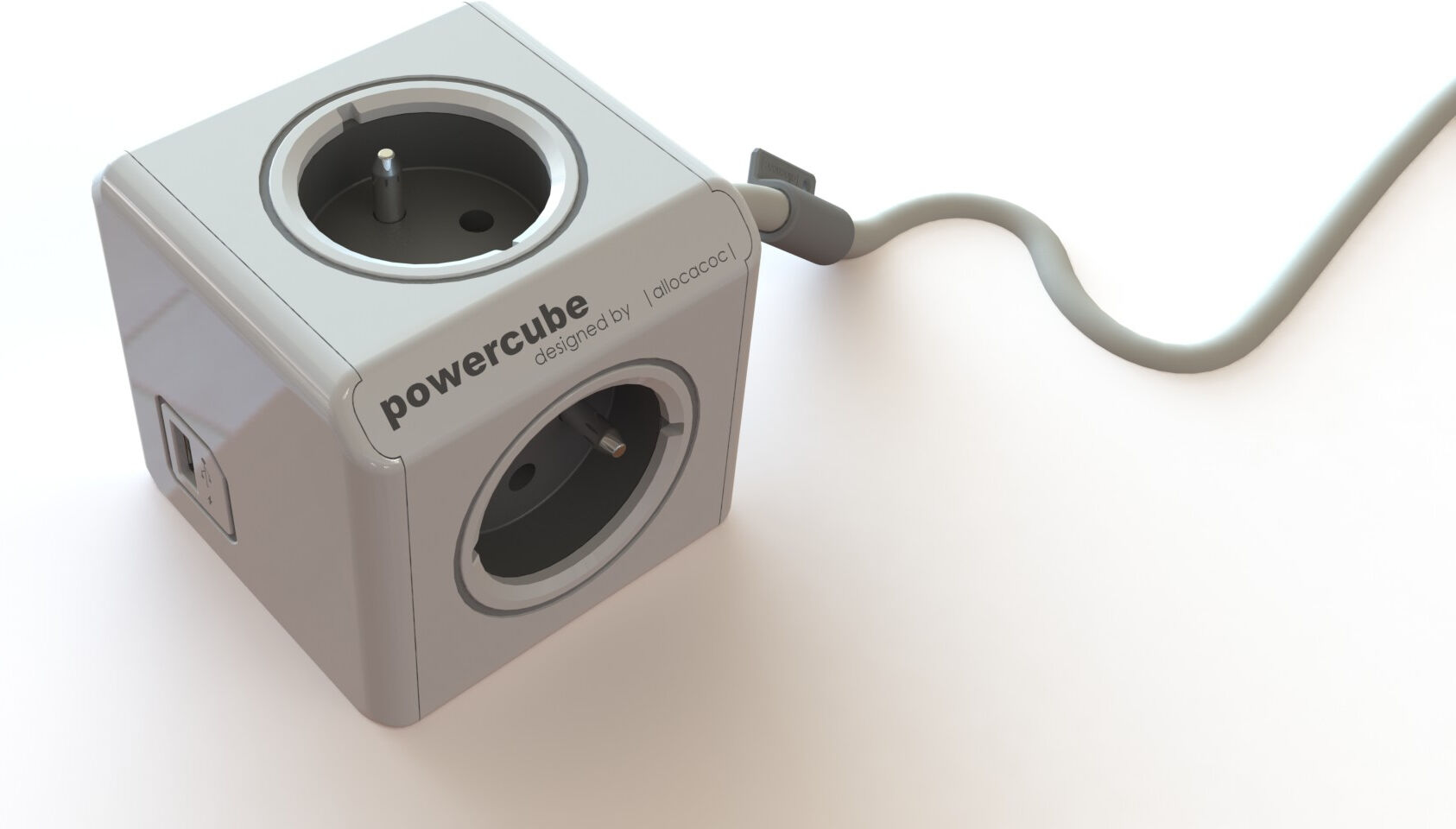 Allocacoc PowerCube Extended USB Grey 1,5m cable (FR/BE)