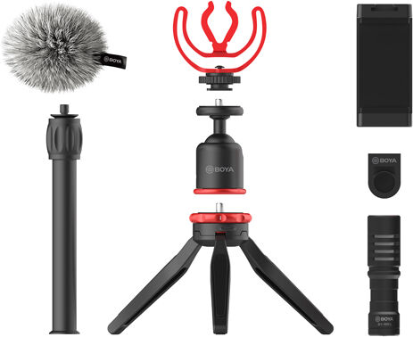 Boya Vlogging Kit with BY-MM1 and smartphone holder