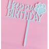 Taart Topper Happy birthday met pootje roze of blauw