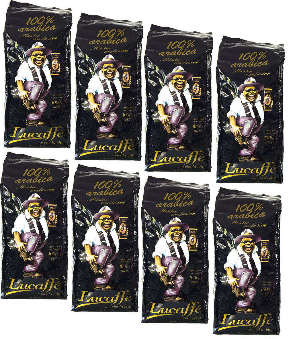 LucaffÃ© 100% arabica mister exclusive koffiebonen 8 x 1 kilo