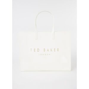 Ted Baker Crinkon shopper met logo en glanzende finish - Gebroken wit
