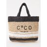 Co'Couture Shopper van stro met logoborduring - Beige