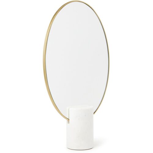 POLSPOTTEN Mirror oval marble white tafelspiegel 29 x 20 cm - Wit