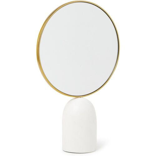 POLSPOTTEN Mirror round marble white tafelspiegel - Wit