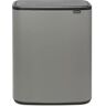 Brabantia Bo Touch Bin recycle duo prullenbak met deksel 2 x 30 liter - Grijs