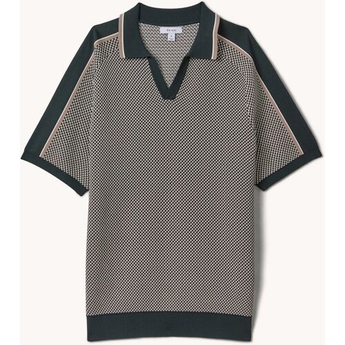 Reiss Brunswick slim fit polo met grafische print - Donkergroen