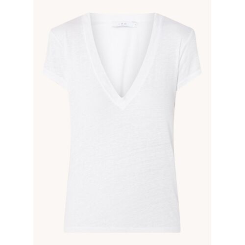 IRO Rodeo T-shirt van linnen met V-hals - Wit