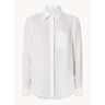 Reiss Campbell blouse van linnen met borstzak en gemêleerd dessin - Wit
