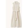 Reiss Morgan midi blousejurk in linnenblend met strikceintuur - Creme