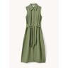 Reiss Morgan midi blousejurk in linnenblend met strikceintuur - Groen