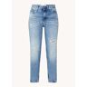 Calvin Klein High waist straight leg mom jeans met destroyed afwerking - Indigo