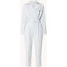 JOSH V Luar tapered fit cropped jumpsuit van bouclé met ceintuur - Lichtblauw