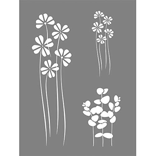 Rayher 45109000 sjabloon Flower Mix, 15,25 x 20,32 cm, lasergesneden polyester sjabloon, schildersjabloon