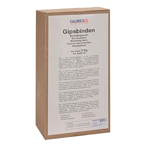 Glorex 6 9502 86 Gipsverband grootverpakking 5 kg, boetseerstof voor modelbouw, maskers, decoraties en voor de afdruk van de babybuik