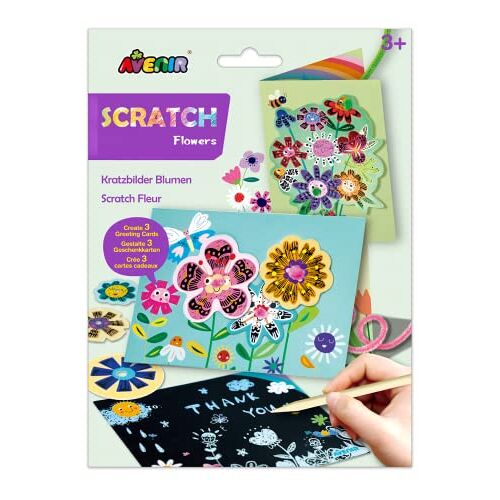 Avenir Scratch Art Bloemen Wenskaarten Set   Maak Mooie Wenskaarten   Scratch Art