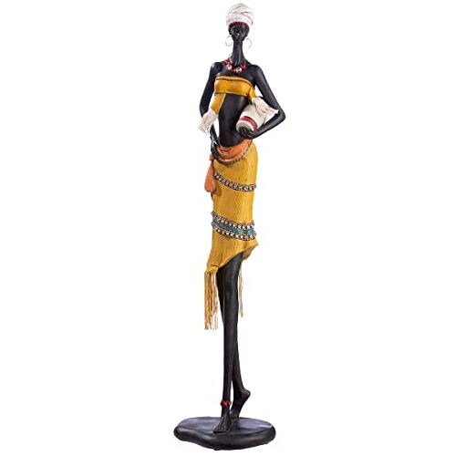 GILDE Grote moderne decoratieve figuur sculptuur Afrikaanse XXL Afrikaanse decoratie van kunsthars Afrikaanse stijl hoogte 61 cm