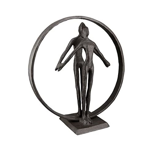 GILDE Decoratief design sculptuur van ijzer figuur liefdespaar in ring met spreuken hanger huwelijkscadeau kleur: bruin hoogte 18,5 cm