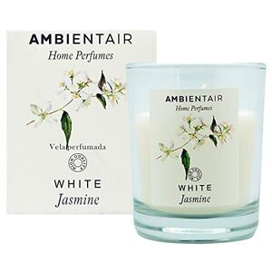Ambientair Home Parfum, geurkaars witte jasmijn, jasmijn luchtverfrisser, geurkaars voor thuis, aromatherapie, kaars in glas, voor binnen, brandduur 30 uur
