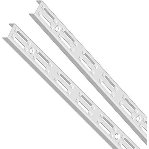 Element System DIY wandrail 2-rijig stabiele ophangrails voor flexibele montage van planksystemen, ideaal voor wandrekken 100 cm, staal wit, 2 stuks