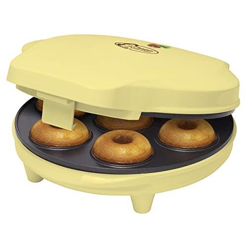 Bestron Donutmaker in retrodesign, Sweet Dreams, antiaanbaklaag, 700 watt, kleur: geel