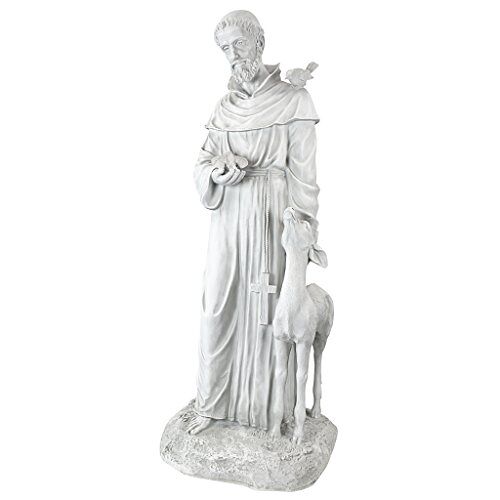 Design Toscano Saint Franciscus van Assisi, beschermheilige van dieren religieuze tuin decor standbeeld, 94 cm, Polyresin, antieke steen