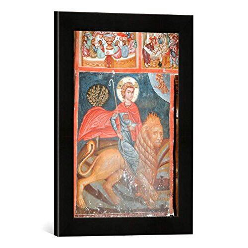 kunst für alle Ingelijst beeld van 15e eeuw "Stavros tou Agiasmati, Hl. Mamas", kunstdruk in hoogwaardige handgemaakte fotolijst, 30x40 cm, zwart mat