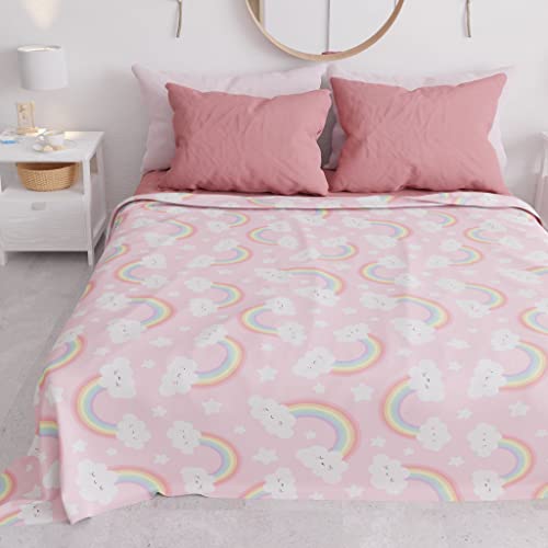 PETTI Artigiani Italiani Sprei voor Frans bed en halve zomer, deken voor Frans bed, dekbed, regenboog, 100% anti-allergische microvezel