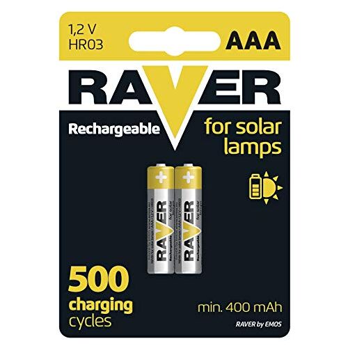 EMOS Raver Solar AAA Micro Batterijen/Oplaadbare Batterijen voor Solarlampen / 2 stuks/NiMH / 1,2V / 400 mAh / HR03 / Oplaadbaar