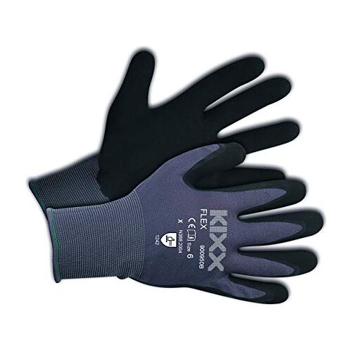 KIXX Flex handschoen nylon/latex   tuinhandschoenen   werkhandschoenen   Gr. 07, grijs/zwart