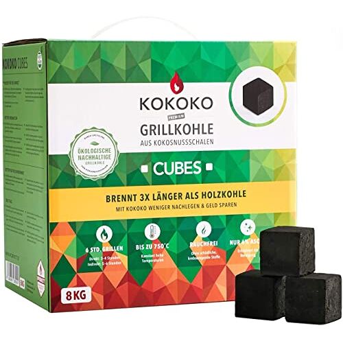McBrikett KOKOKO Cubes Premium grillkolen, 8 kg biologische kokos grillbriketten