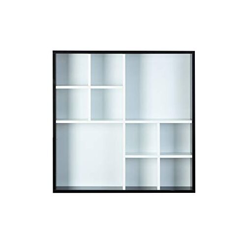 Inter Link Vitrine Wandvitrine Vitrinekast Verzamelvitrine Glasloze vitrine Wandplank 10 vakken Collector Decem MDF zwart/wit 70 x 13 x 70 cm