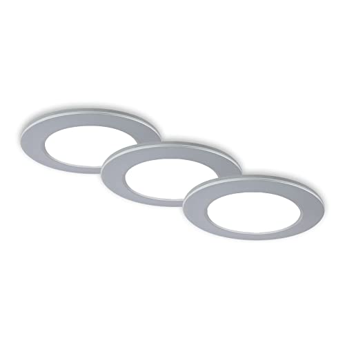 BRILONER Set van 3 LED inbouwspots plafond, inbouwspots CCT, LED inbouwspot badkamer, inbouwspot badkamer IP44, chroom mat, 92x45 (DxH)