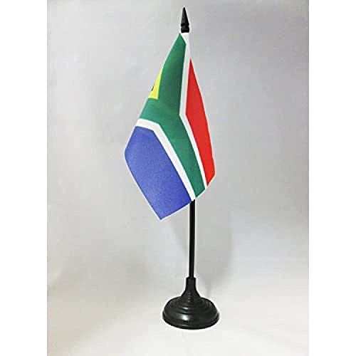 AZ FLAG Zuid-Afrika Tafelvlag 15x10 cm Zuid-Afrikaanse Desk Vlag 15 x 10 cm Zwarte plastic stok en voet