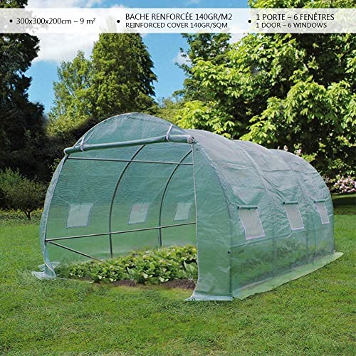 VOUNOT Kas, foliekas, winterbestendig, tomatenkas, folietunnel, 3x3x2m 9m²