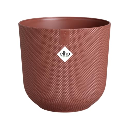 Elho Jazz Ronde bloempot van 19 cm bloempot voor binnen 100% gerecycled plastic unieke structuur rood/Toscaans rood