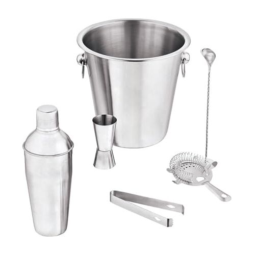 SILVANO Professionele shaker set met accessoires, elegante shaker 750 ml, 6-delige cocktailshakerset, roestvrij staal, cocktailshakerset