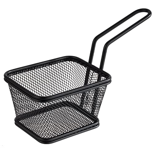 APS 40626 Serveerfrituurmand SNACKHOLDER, snackmand, roestvrij staal, 10 x 8,5 x 6,5 cm, zwart