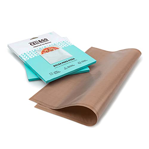 CELI&GO Pizzazak Verpakking met 1 Herbruikbare Pizzabakzak, Wasbaar, Anti-Aanbak, PFOA-vrij, Voorkomt Kruisbesmetting Middelgroot Pizzaformaat 34 x 36cm, Voorkomt Kruisbesmetting Medium Pizzamaat 34 x 36cm