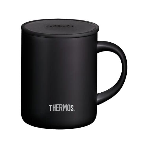 Thermos 4071.232.035 Roestvrijstalen beker, 350 ml, beker van roestvrij staal, zwart met oplegbaar deksel, koffiebeker houdt dranken langer warm, ideaal voor kantoor of camping, 1 stuk