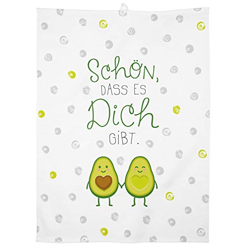 GRUSS & CO Theedoek motief "avocado"   katoen, 60 cm x 45 cm, gekleurde motiefdruk   cadeau, keuken, koken, grillen   47106