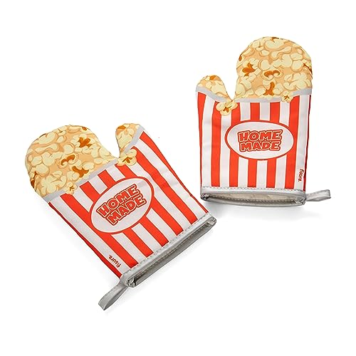 Fisura Ovenwanten Ovengestempeld. Originele ovenwanten. Leuke ovenwanten van katoen.14 x 30. Katoen en polyester (Popcorn, rood)