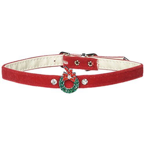 Mirage Pet Products Wreath Charm Collar voor honden, 35,5 cm, rood fluweel